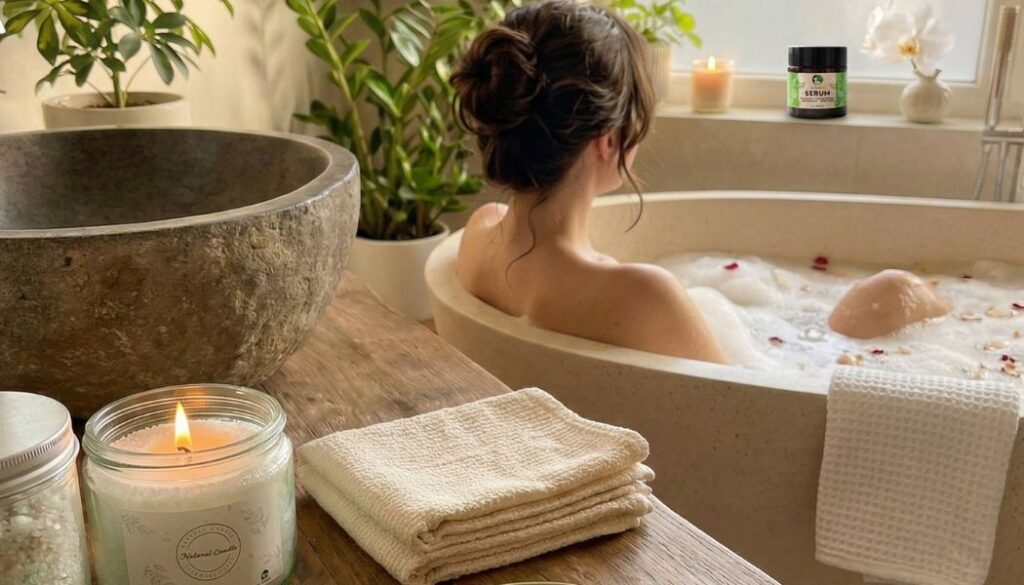 kobieta relaksująca się w kąpieli